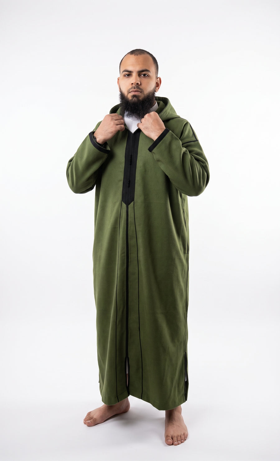 جلابة مغربية شتوية - خضراء (صوف)