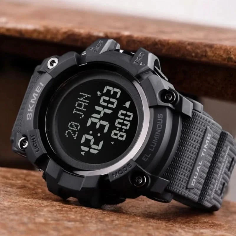 SKMEI 1680 Islamic Prayer Sport Watch Water Resistant All Black