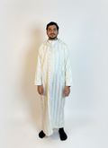 Moroccan Summer Djellaba Al-Habba Al-Fasiya - Silver Striped